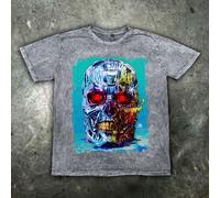 Terminator T800 Teschio Distressed Maglietta Uomo Skynet Cyberdyne Systems Arnie