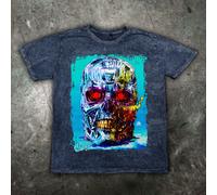 Terminator T800 Teschio Distressed Maglietta Uomo Skynet Cyberdyne Systems Arnie