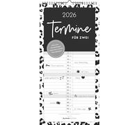 Termine für 2 Black and White 2026 Familienplaner - Timer - Termin-Planer - Couple-Kalender - Familien-Kalender - 22x45