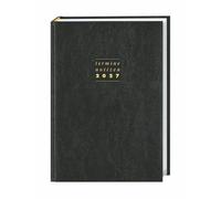 Terminer A5, Leder schwarz 2027: Schwarzer Terminkalender mit hochwertigem Kunstledereinband. Wochenplaner mit Zitaten und Lesebändchen. Taschenkalender 2027 zum Planen von Terminen.