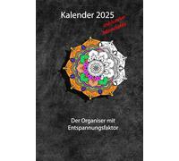 Terminplaner Mandala 2025 A5: Organiser 23 x 16cm mit Mandalas zum Entspannen, Lederoptik, schwarz, günstig