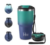 Termo 600ml, Termo in Acciaio Inossidabile con Doppia Pared Aislante, Privo di BPA, Riutilizzabile, Tazza Termica Portatile a Doppia Pared con Coperchio, per Ciclismo, Ufficio, Caffè, Palestra