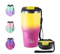 Termo 600ml, Termo in Acciaio Inossidabile con Doppia Pared Aislante, Privo di BPA, Riutilizzabile, Tazza Termica Portatile a Doppia Pared con Coperchio, per Ciclismo, Ufficio, Caffè, Palestra