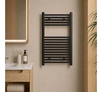 Termoarredo bagno scaldasalviette acciaio radiatore calorifero termosifone nero opaco - CONFEZIONE: 1 pz., Misure: H1500xL600xI550 30 TUBI