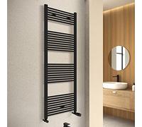 Termoarredo design Nero opaco 600x1800 Interasse 550 mm INCLUDE Kit valvole