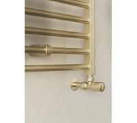 Termoarredo finitura ottone completo di valvola, detentore, testa termostatica, copritubi e addattatori multistrato (1200 mm x 500 mm)