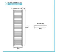 Termoarredo design Cromo 50x176 Cm Interasse 45 Cm