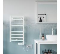 Termoarredo scaldasalviette elettrico in acciaio al carbonio bianco con termostato Cortina Analogic