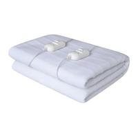 Termocoperta Elettrica Matrimoniale Scalda Letto 160x140cm Bianca 60+60W in Poliestere Coperta Termica Lavabile 2 Temperature e Indicatore LED (160x140)