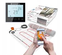 Termofol Kit Riscaldamento a Pavimento con Termostato - Riscaldamento Elettrico a Pavimento - Superficie - 15 m² - Potenza 150W/m², per Bagno, Soggiorno e Cucina - Termostato - WIFI Nero