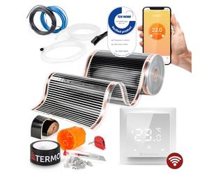 Termofol Riscaldamento Elettrico a Pavimento Set - Kit Riscaldamento con Termostato H6 Wifi Riscaldamento ausiliario Potenza 220W/m² - Superficie 2 m² Riscaldamento Elettrico a Pavimento