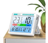 Termografo per interni, termografo per ambienti interni,Sensore di temperatura digitale con orologio | Termografo ambientale multifunzionale, sensore di umidità per il