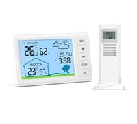 Termoigrometro Ankilo Stazione Meteo con Sensore Esterno, Ttazione meteorologica digitale senza fili con display LCD, termometro retroilluminato e monitor dell'umidità con data