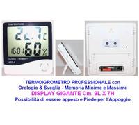 TERMOIGROMETRO TERMOMETRO & IGROMETRO PROFESSIONALE con DISPLAY GIGANTE Cm.9Hx7L