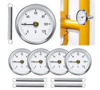 Termometri per Tubi Di Riscaldamento, 5 Pezzi Termometro Bimetallico, Termometro Di Superficie Del Tubo Dell'acqua Calda Con Clip, Termometro a Molla Bimetallico Da 63 mm per Tubi Superfici Olio