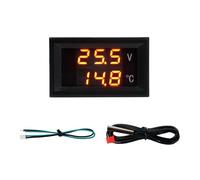Termometro a Infrarossi, DC 4-28V Voltmeter Thermometer Voltage And Temperature Real Time Monitoring LED Digital Display With NTC Probe Cable,per cucina/BBQ/grill/HVAC(Red Red)