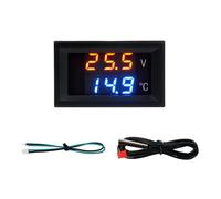 Termometro a Infrarossi, DC 4-28V Voltmeter Thermometer Voltage And Temperature Real Time Monitoring LED Digital Display With NTC Probe Cable,per cucina/BBQ/grill/HVAC(Red Blue)