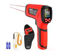 Termometro a Infrarossi MESTEK Digitale Laser Alta Temperatura Pirometro -40°C~2000°C con K-Probe Senza Contatto LCD Regolabile Emissività Allarme per Cucina Forgia Industriale HVAC Forno(Rosso）