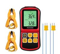 Termometro a termocoppia a doppio canale, tipo K/J/T/E/R/S/N, -150~1767 °C (-238~3212 °F) Misuratore di temperatura digitale Retroilluminazione, blocco dati, 2 sonde di tipo K e 2 sensori