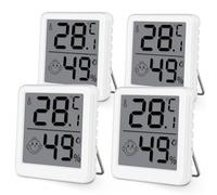 Termometro Ambiente Interno, 2 Pezzo LCD Mini Igrometro Digitale Professionale, Rilevatore Misuratore di Umidità e Temperatura Igrometro Termometro Interni con Supporto In Metallo per Case, Bianco