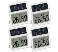 Termometro Ambiente Interno Solare, Igrometro Umidità Casa Digitale- Funziona solo con esposizione luminosa in tempo reale, Bianco - Confezione da 4