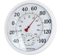 Termometro analogico con igrometro per interni ed esterni, grande quadrante rotondo mostra la temperatura in °C/°F (-40 a 60 °C) e umidità, dispositivo da parete resistente alle intemperie per la casa