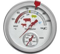 TFA Dostmann Termometro da cucina analogico per arrosti/forni 14.1027, in acciaio inox, resistente al calore, con diversi livelli di cottura, per la misurazione della temperatura al cuore, argento