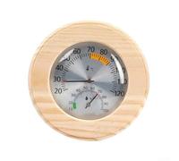 Termometro analogico per sauna, igrometro con rivestimento in legno naturale per letture accurate di temperatura e umidità (puntatore nero)