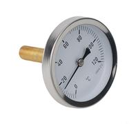 Termometro bimetallico analogico da 1/2 pollici, quadrante da 63 mm, 0-120 °C, manicotto in ottone, per caldaie, stufe, griglie e tubi di riscaldamento