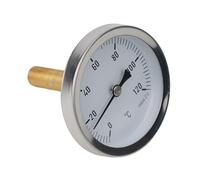 Termometro bimetallico analogico da 63 mm con manicotto in ottone per serbatoio di accumulo della caldaia e sistema di riscaldamento monitoraggio della temperatura da 0 a 120 C design a vite