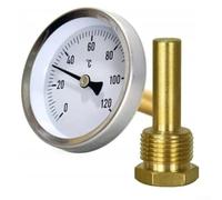 Termometro bimetallico con quadrante da 100 mm, 0-120 °C, in acciaio inox, con manicotto in rame, per sistemi di riscaldamento centralizzato della caldaia, monitor della temperatura dell'acqua