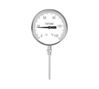 Termometro bimetallico industriale per caldaia e tubo, acciaio inox TST350 | Termometro industriale TST350 in metallo, alloggiamento resistente alle vibrazioni, girevole a 360°, per tubi dell'acqua e