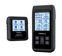 Termometro Cucina Wireless con 4 Sonde, Termometro per Carne a Cottura Remota con Timer di Allarme Wideview 180 ° FSTN, Termometro da Cucina Carne Reale 490Ft per Forno Grill BBQ Candy（Nero)