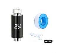 Termometro da doccia con display a LED, monitor digitale della temperatura per bagno e cucina, sistema di indicatori a tre colori, interfaccia standard da 1/2 pollici, senza batterie necessarie (B)