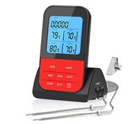 Termometro da Forno con Doppia Sonda Termometro Cucina Digitale con Retroilluminazione Termometro Barbecue con Modalità Timer e Display LCD per Carne, Forno Grill, Affumicatore, Cottura BBQ