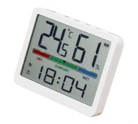 Termometro da interno con monitor di temperatura e umidità, orologio LCD da parete con display della temperatura dell'ora, sensori integrati per interni, 9,4 x 1,6 x 7,7 cm (bianco)