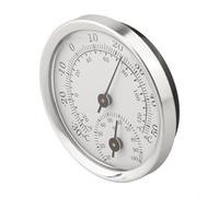 Termometro da parete, 58 mm, per quadrante, igrometro per interni ed esterni, alloggiamento in lega di metallo, lettura chiara della scala, casa, giardino, ufficio (argento)