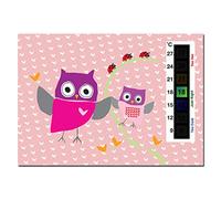 Termometro di sicurezza e monitor temperatura per la cameretta dei bambini, fantasia con gufi rosa e coccinelle
