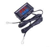 Termometro digitale a doppia sonda per lettura simultanea della temperatura interna ed esterna con display a LED, adatto per sistemi di raffreddamento e CA (rosso blu)