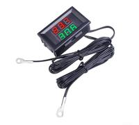 Termometro digitale a doppia sonda per lettura simultanea della temperatura interna ed esterna con display a LED, adatto per sistemi di raffreddamento e CA (rosso verde)