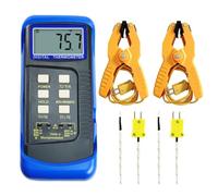 Termometro digitale a doppio canale con termocoppia tipo K da -50 a 1300 °C, con morsetto di temperatura e sonde cablate, MAX/MIN/AVG e misurazione differenziale per forni, forni, forni di fusione