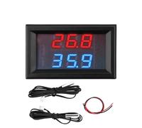 Termometro digitale a due cifre con sensore di temperatura ad alta precisione, DC 5~80V -50~+125℃, lunghezza del cavo 1M, display rosso e blu(Celsius)
