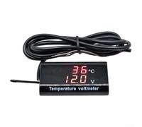 Termometro digitale a LED da 28 pollici e voltmetro DC12V a due fili con alloggiamento impermeabile per la lettura della tensione e della temperatura della batteria del veicolo (rosso)