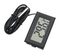 Termometro digitale a sonda con display LCD, portata da -50 a 110 °C, sensore impermeabile per acquario, terrario e giardino, include batteria, nero (1 metro)