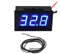 Termometro digitale da 12 V CC, con display a LED e sensore in metallo 10K/B3950 per rilevazione della temperatura negli involucri elettrici (blu)