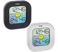 Termometro digitale Igrometro FUN TFA 30.5050 con display colorato, set da 2, nero+argento