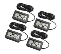 Termometro digitale LCD con sensore esterno, cavo da 2 m, per frigorifero, congelatore, incubatrice, acquario, 4 pezzi, nero