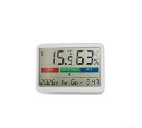 Termometro digitale LCD igrometro con display a colori per casa e ufficio, montaggio a parete, design compatto e sottile, mostra data, ora e indicatori di livello di comfort alimentati (stile inglese