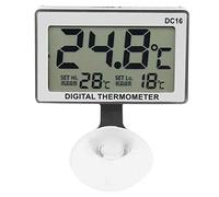Termometro Digitale LCD per Acquario DC16, 0-37°C, con Ventosa e Allarme Temperatura, 52x32x20mm