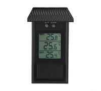 Termometro digitale Max Min per serra, giardino, uso interno ed esterno, montaggio a parete con display Celsius Fahrenheit, funzione memoria alta-bassa, bianco o nero (nero)